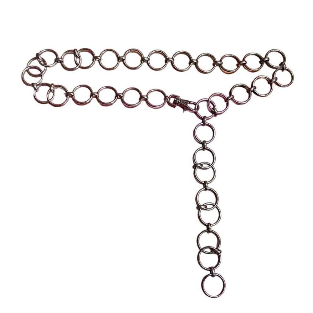 Vintage y2k Silver Circle Metal Chain Link Adjustable Belt